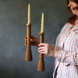 Wooden Spool Candle Holder Set