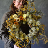 Dried Floral Wreath - Wattle + Daisies