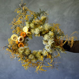 Dried Floral Wreath - Wattle + Daisies