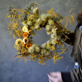 Dried Floral Wreath - Wattle + Daisies