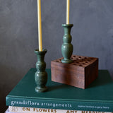 Vintage Candle Holders - Green Marble